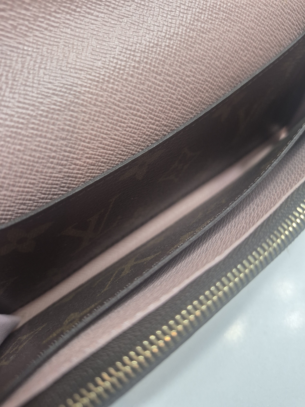 Louis Vuitton Monogram Emilie Wallet - Brown And Rose Ballerine - Picture 10 of 14